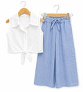 Linnen broek met broderie shirt