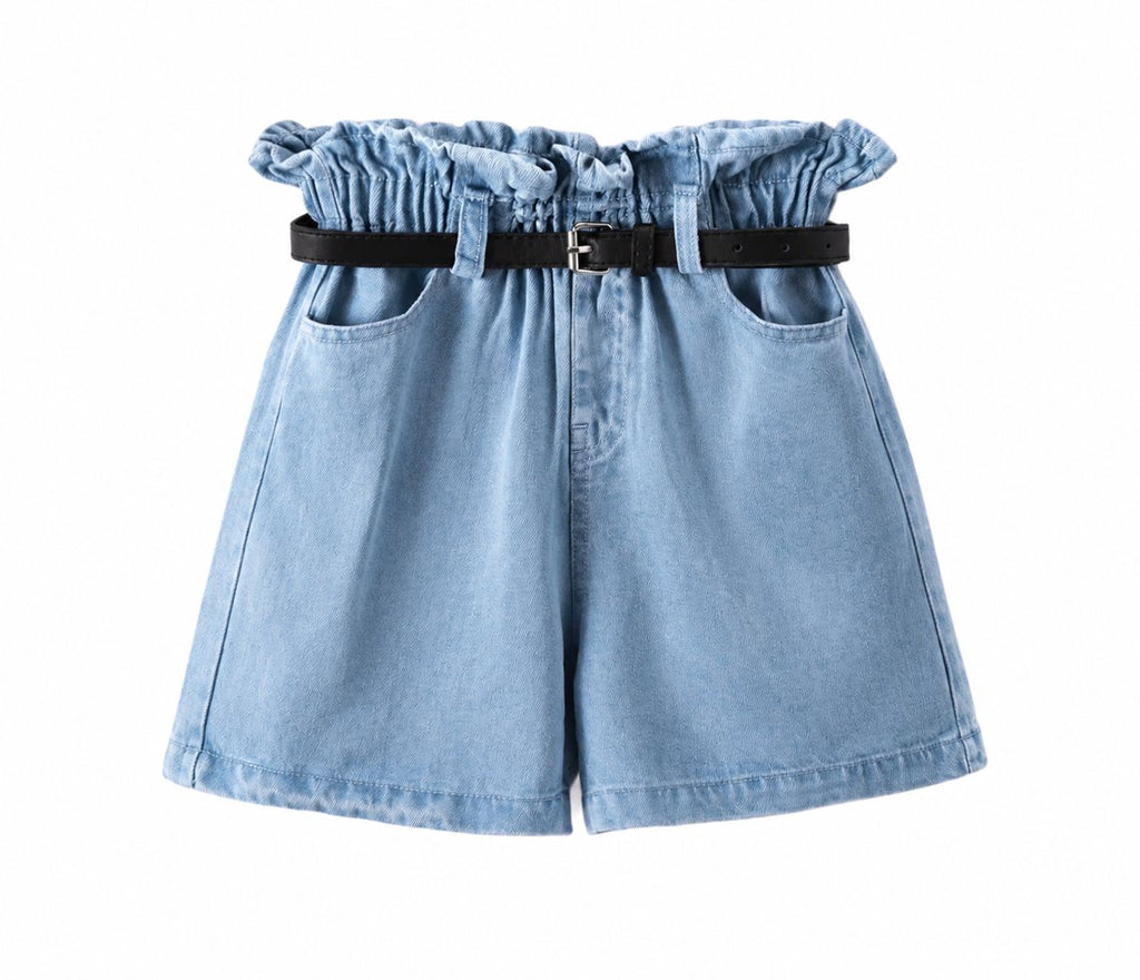 Demin korte broek met riem
