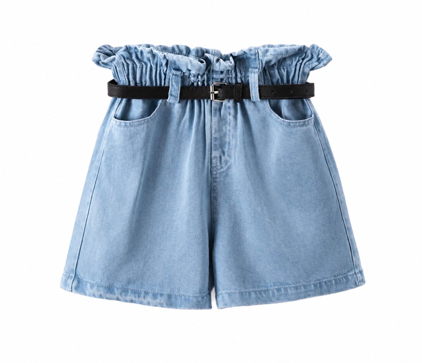 Demin korte broek met riem
