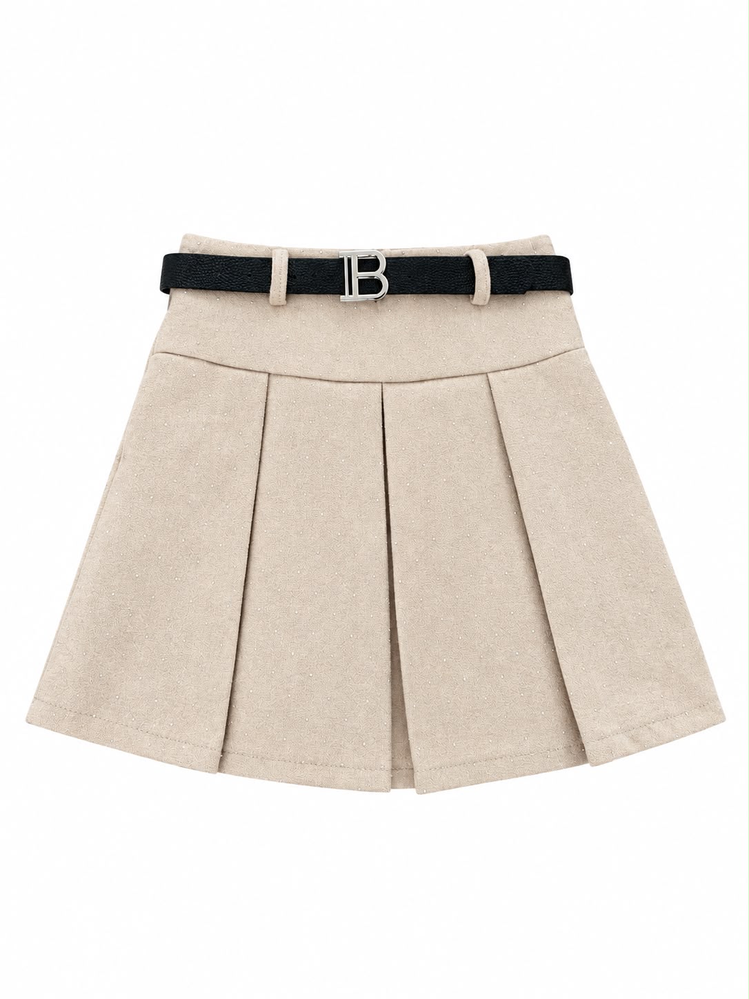 Beige plooirok met steentjes