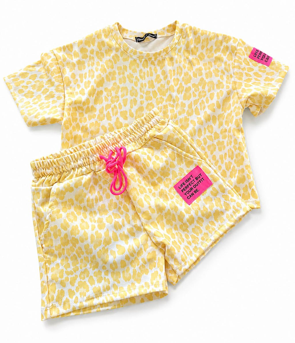 Gele panter print jog set
