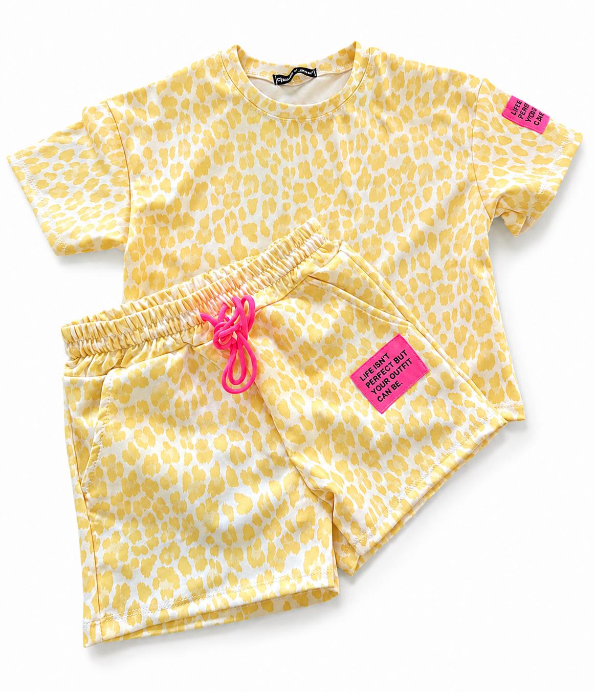 Gele panter print jog set