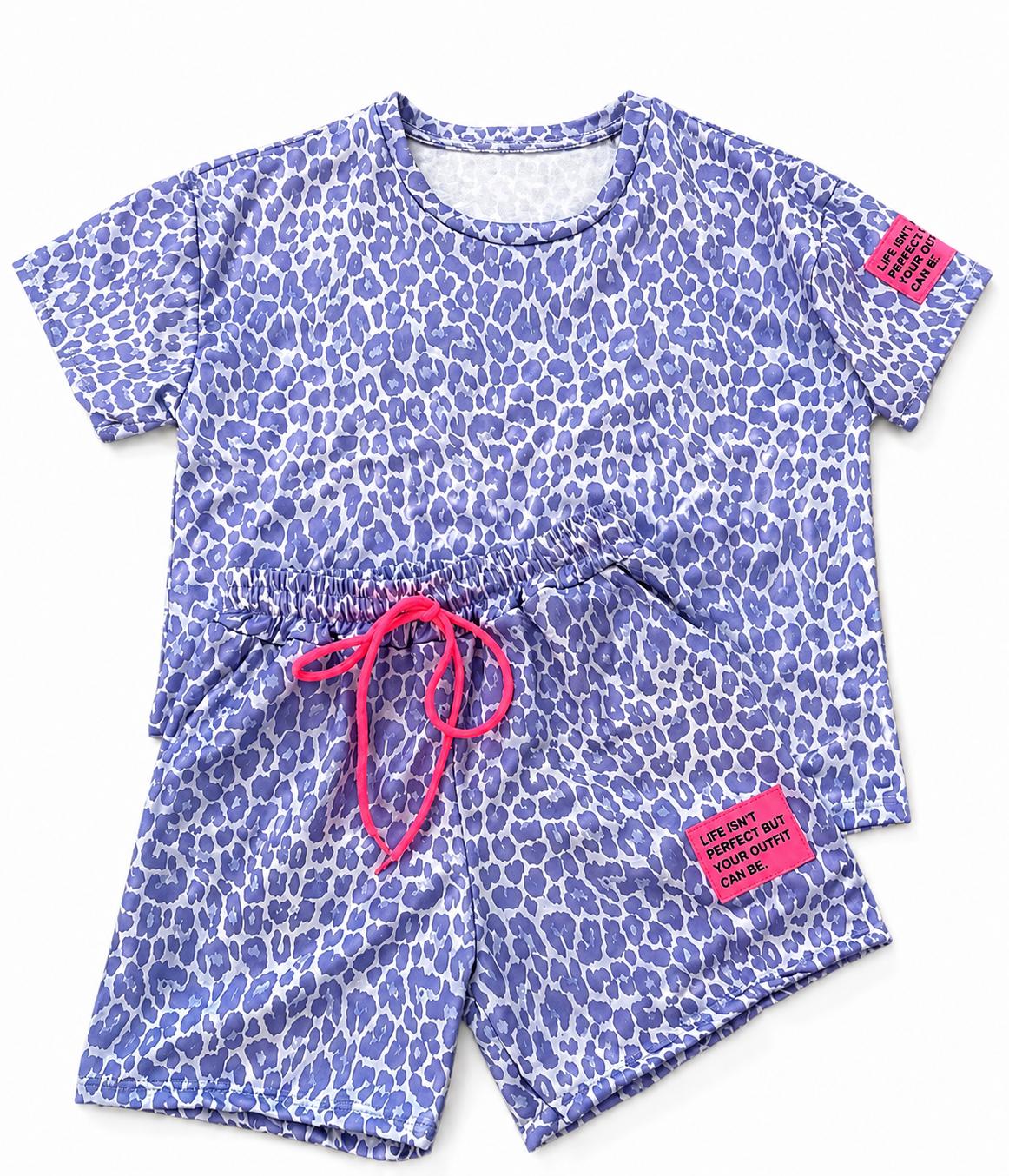 Paarse leopard jog set