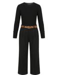 Zwarte broek met riem en trui
