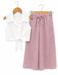 Linnen broek met broderie shirt