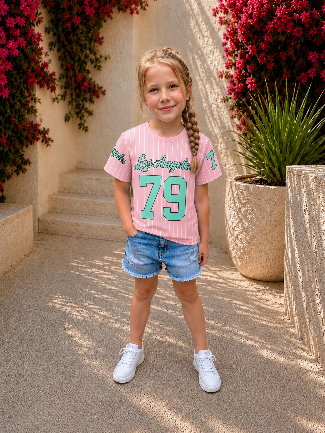 LA shirt roze