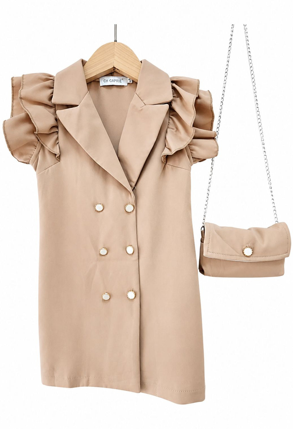 Jurk met knopen beige